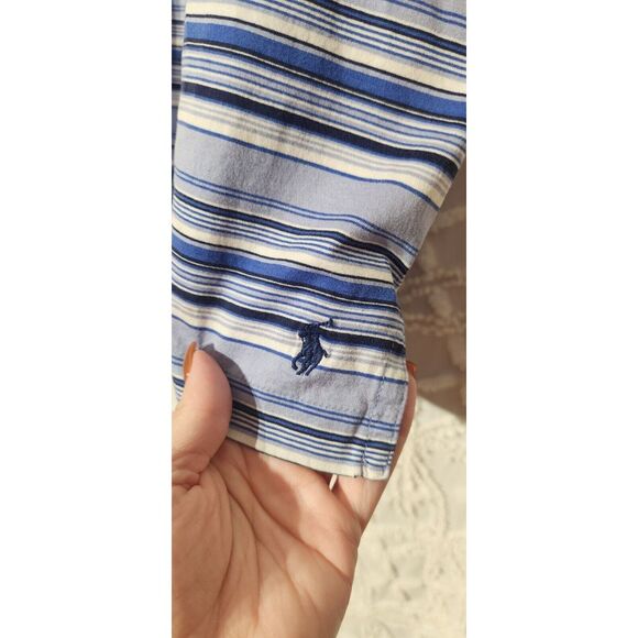 Polo Ralph Lauren Shirt Mens M Pima Cotton Striped Short Sleeve Preppy College - Picture 5 of 10